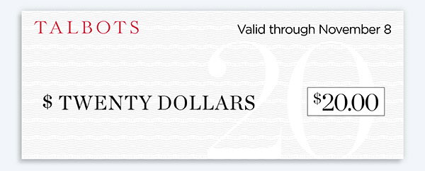 Talbots: Your NEW $20 OFF CODE is inside! | Milled