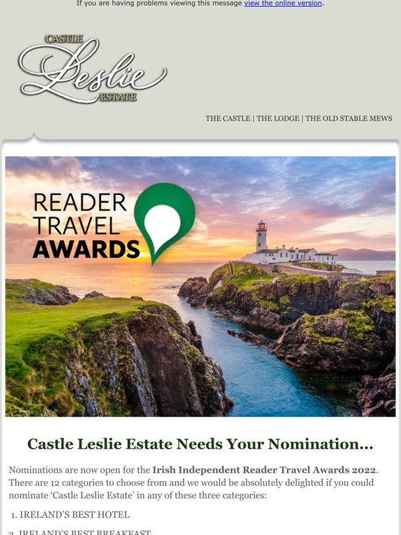 Castle Leslie Estate Needs Your Nomination...