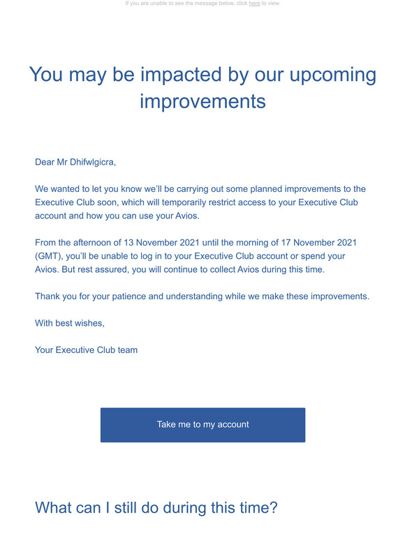 Important update about your Executive Club account