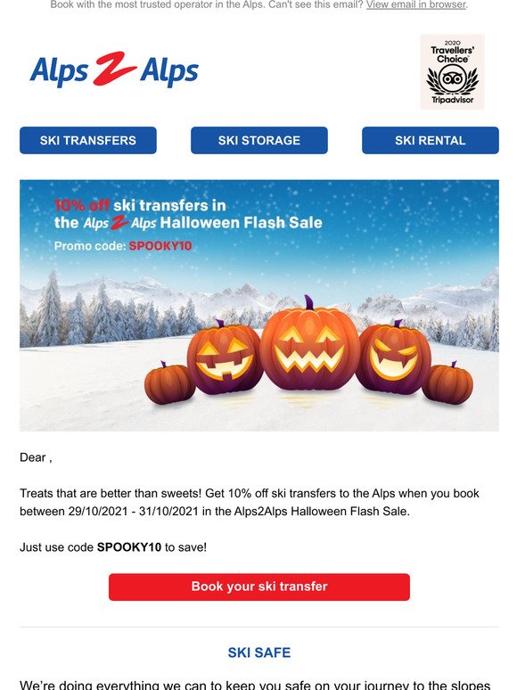 Bag your treat in the Alps2Alps Halloween Flash Sale!