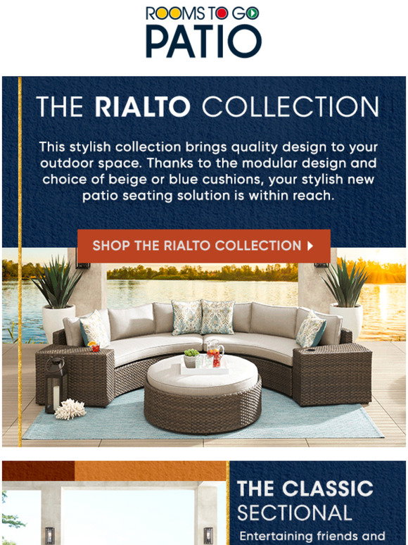 Rooms To Go Lounge in style with the Rialto Patio Collection! Milled
