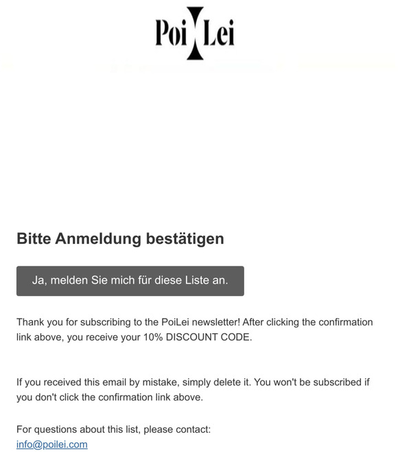 PoiLei Newsletter english: Bitte Anmeldung besttigen
