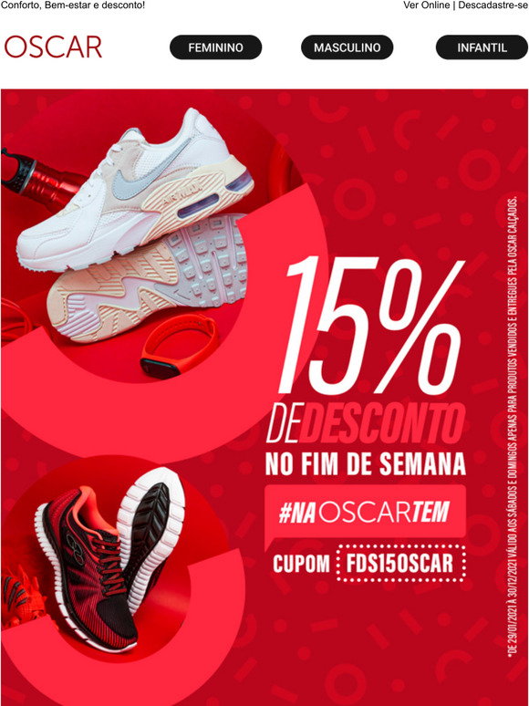 Oscar Calcados BR: LTIMAS HORAS com 15% OFF! | Milled