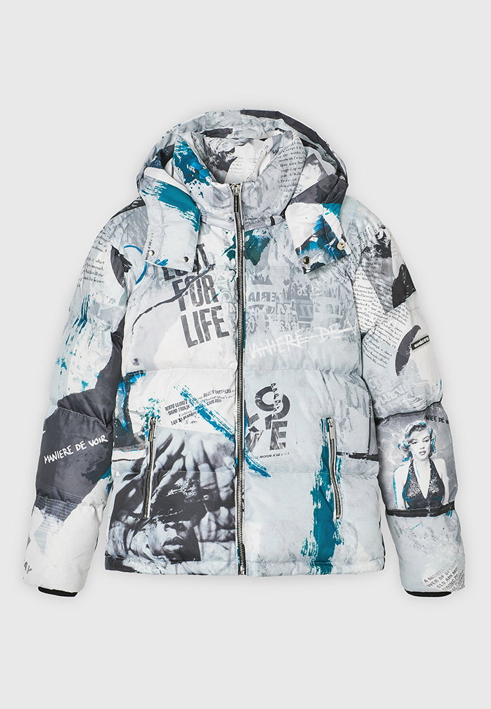 Graffiti Print Puffer Jacket 