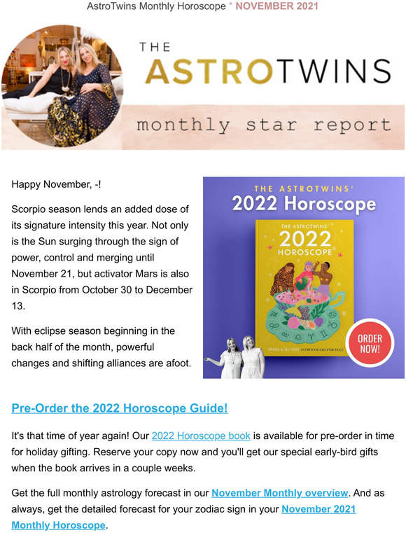 The AstroTwins Your November Monthly Horoscope Milled