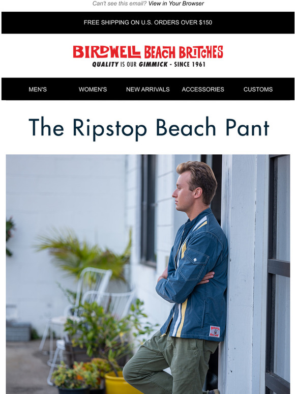 Birdwell: The Ripstop Beach Pant In Army Green | Milled