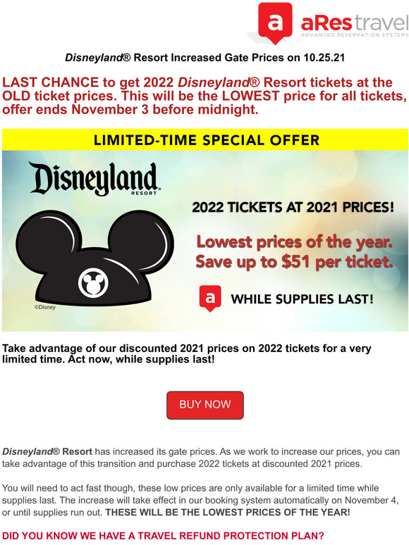 ares travel promo code disneyland tickets