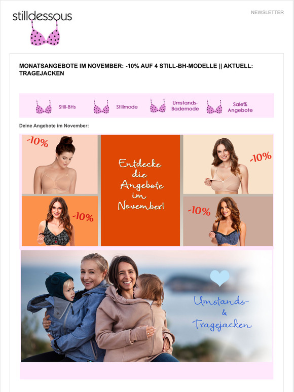 Monatsangebote im November: -10% auf 4 Still-BH-Modelle || Aktuell: Tragejacken