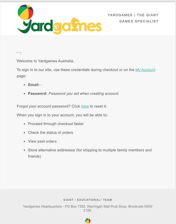 Welcome to Yardgames Australia