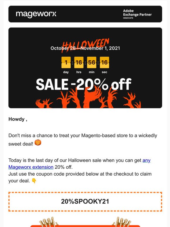  Last call for the Halloween sale