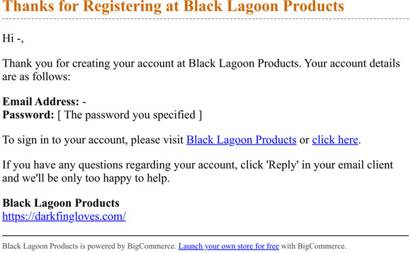 Thanks for Registering at Black Lagoon Products