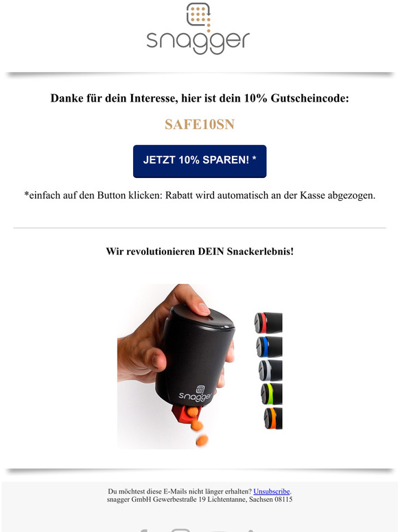  Dein 10% Gutscheincode fr SNAGGER