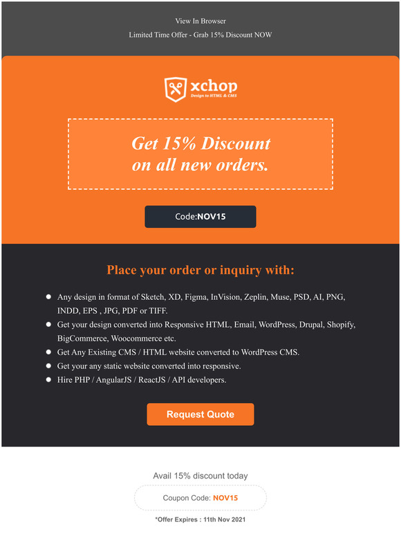 Flat 15% discount just for you