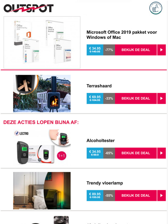 Outspot NLBE Microsoft Office 2019 pakket Milled