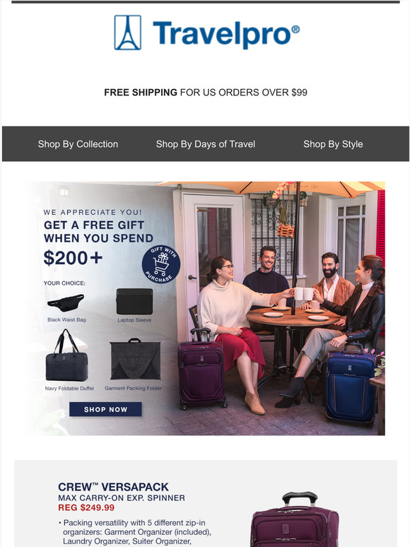 Travelpro Customer Appreciation Event! Free gift with Purchase! Milled