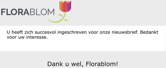 Inschrijving nieuwsbrief succesvol
