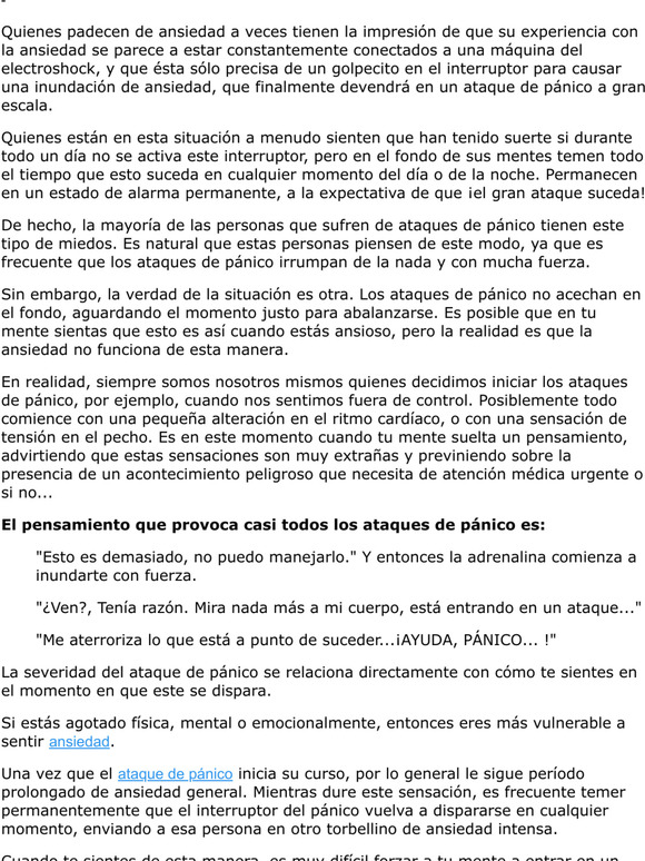 Tienes miedo de tener un ataque de pnico en cualquier momento?