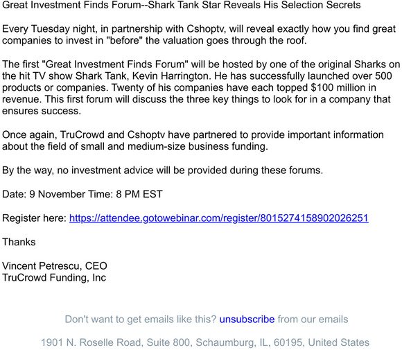 Great Investment Finds Forum--Shark Tank Star Reveals His Selection Secrets