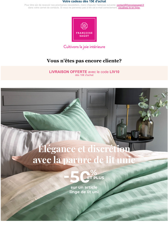 -50% et plus sur un article de linge de lit uni !