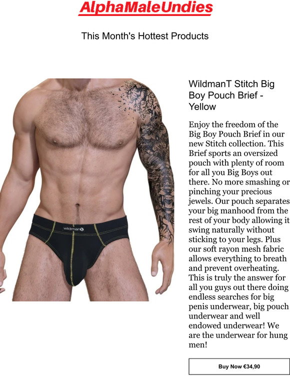 Alphamaleundies: We think you'll love: WildmanT Stitch Big Boy Pouch Brief  - Yellow and more
