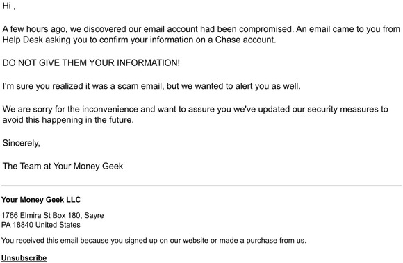 Ignore the Chase email