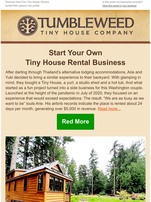 Tumbleweed Tiny House Company How Start Your Own Tiny House Rental