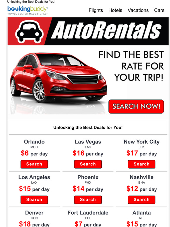JUST IN! Car Rental Deals from $6/Day