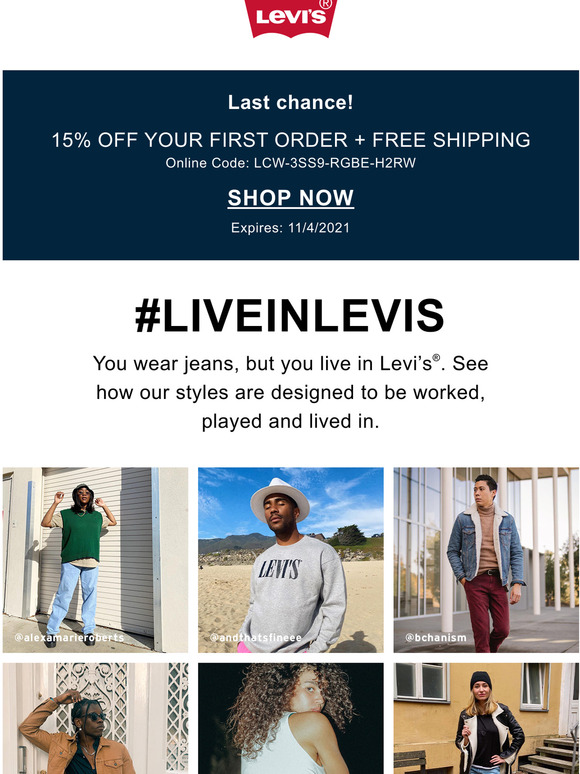 levi's 15 off code