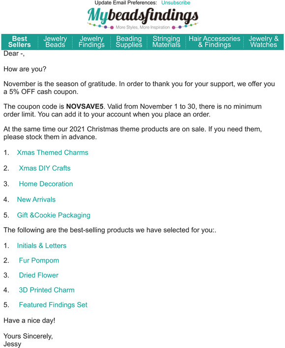 Mybeadsfindings Recommended in November