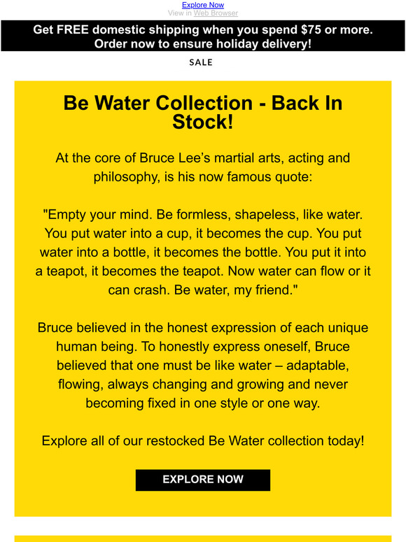 Bruce Lee Official Store Water can flow, or it can crash Milled