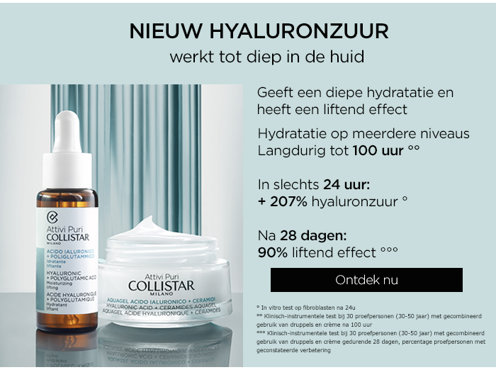 Nieuw. Ontdek hyaluronzuur. Het werkt tot diep in de huid! 