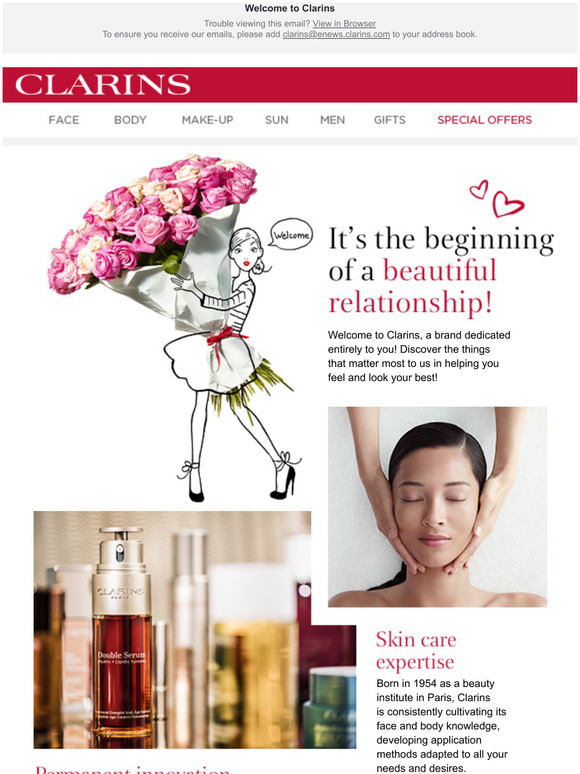 Clarins Newsletter subscription Confirmation