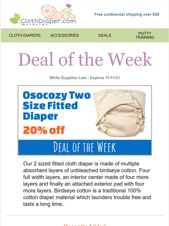Deal of the Week: 20% Off OsoCozy Two Size Fitted Diaper