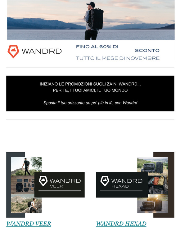 INIZIANO LE PROMOZIONI SUGLI ZAINI WANDRD...