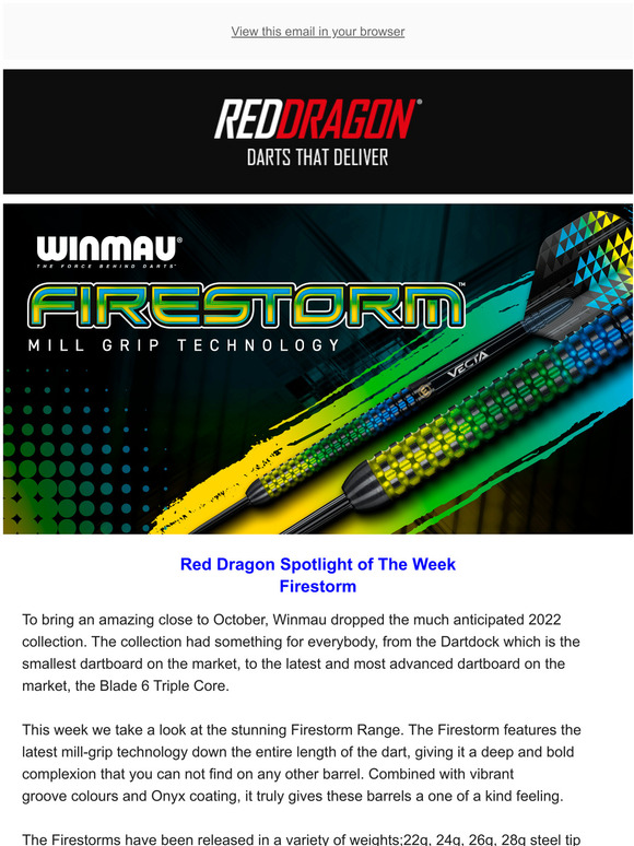 Red Dragon Darts: Red Dragon Spotlight of The Week - Firestorm | Milled