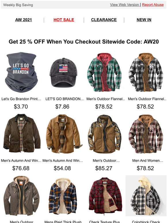 AW 2021 & Outdoor Outerwear Extra 20% Off