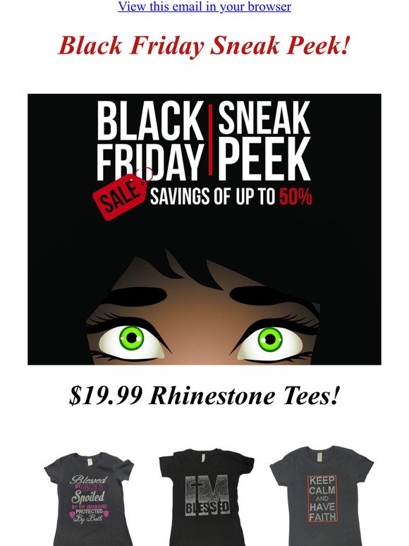 Black Friday Sneak Peek! $19.99 Rhinestone Tee Sale