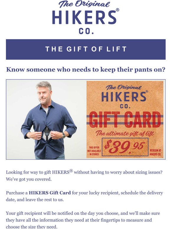 Give the Gift of Lift - A HIKERS Gift Card 