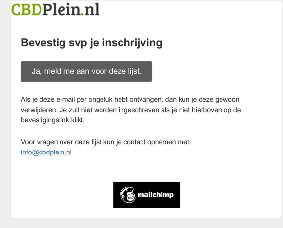 CBD Plein: Bevestig svp je inschrijving