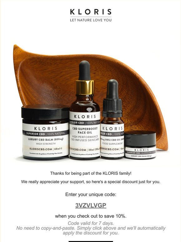 Save 10% when you try KLORIS CBD
