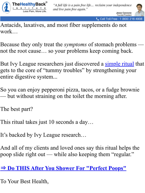 Lose The Back Pain Do THIS After You Shower For "Perfect Poops" Milled