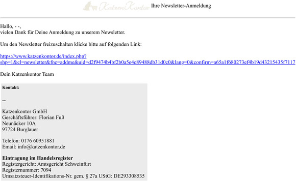 Newsletter Katzenkontor