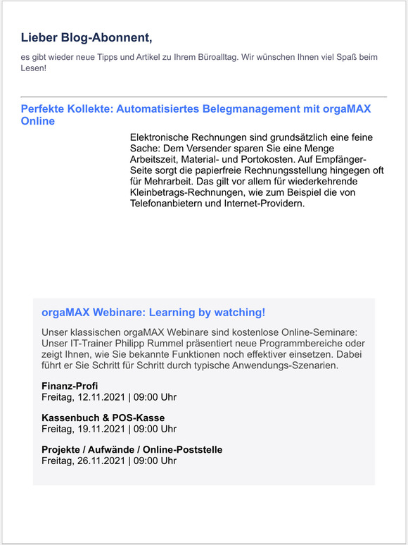 Perfekte Kollekte: Automatisiertes Belegmanagement mit orgaMAX Online