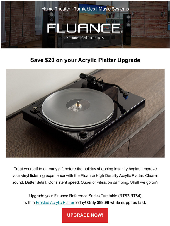 Fluance: Save $20 on your Acrylic Platter Upgrade | Milled