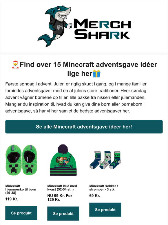 merchshark: har i denne omgang Minecraft adventsgave ider! Vi har samlet over forskellige ider til adventsgaver til en Minecraft fan | Milled