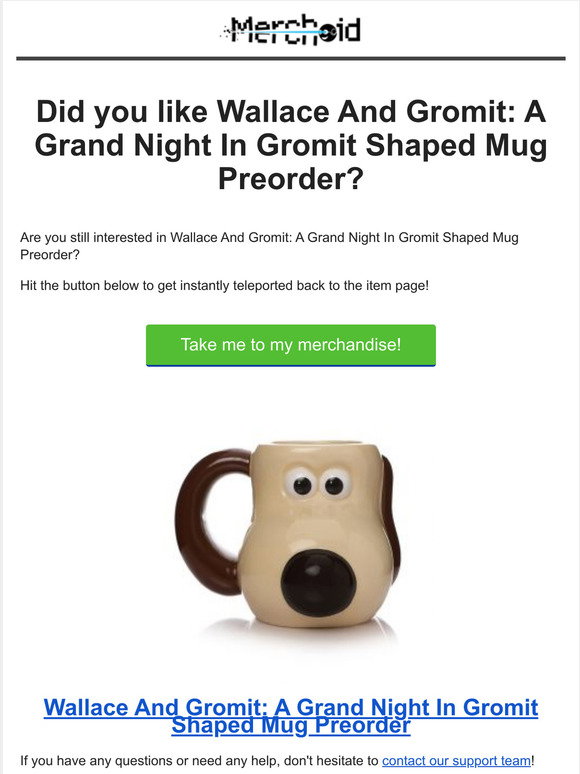 Merchoid: Wallace And Gromit: A Grand Night In Gromit Shaped Mug