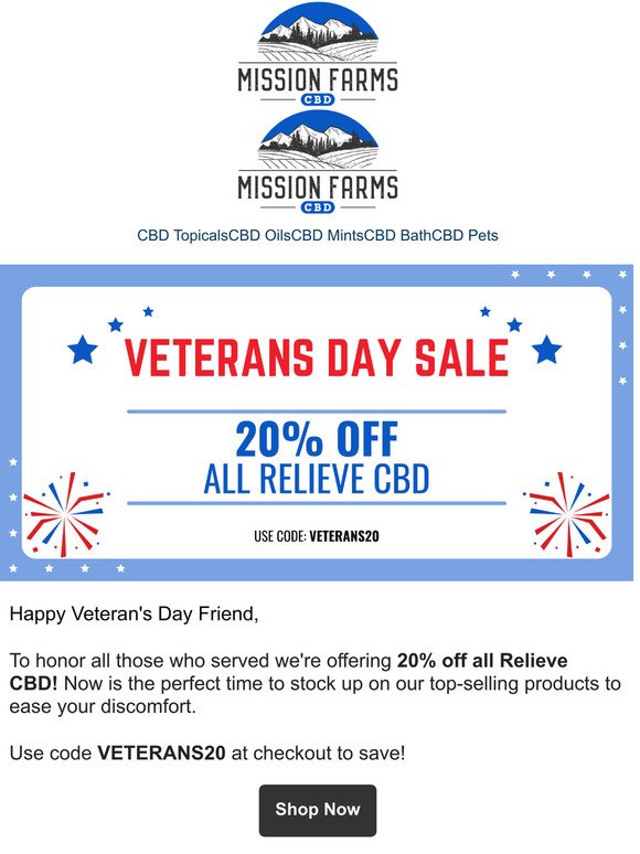 missionfarmscbd: Get 20% off all Relieve CBD products - Milled
