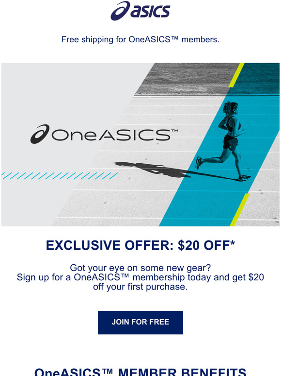 asics $20 off first order