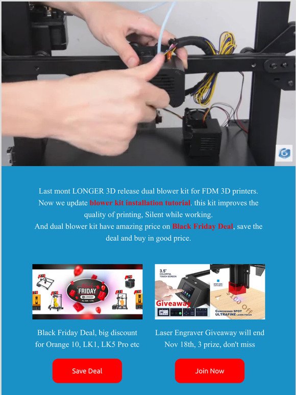 LONGER 3D dual blower kit install, improves the quality of printing