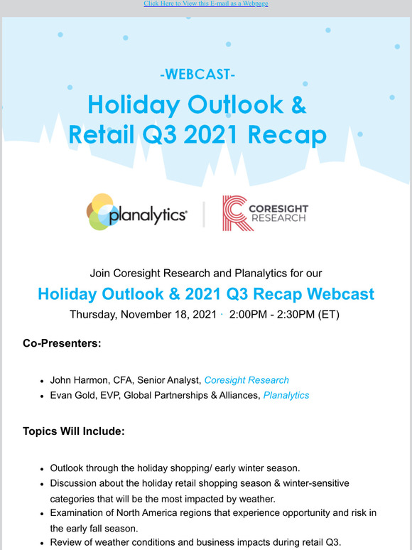 NEXT WEEK: Holiday Outlook & Q3 Recap Webcast (11/18)